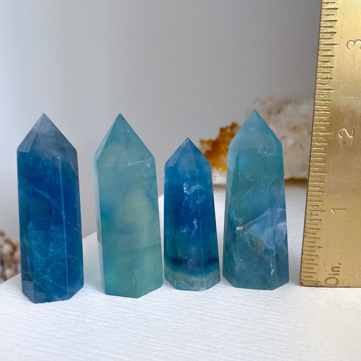 Green-Blue Rainbow Fluorite Tower