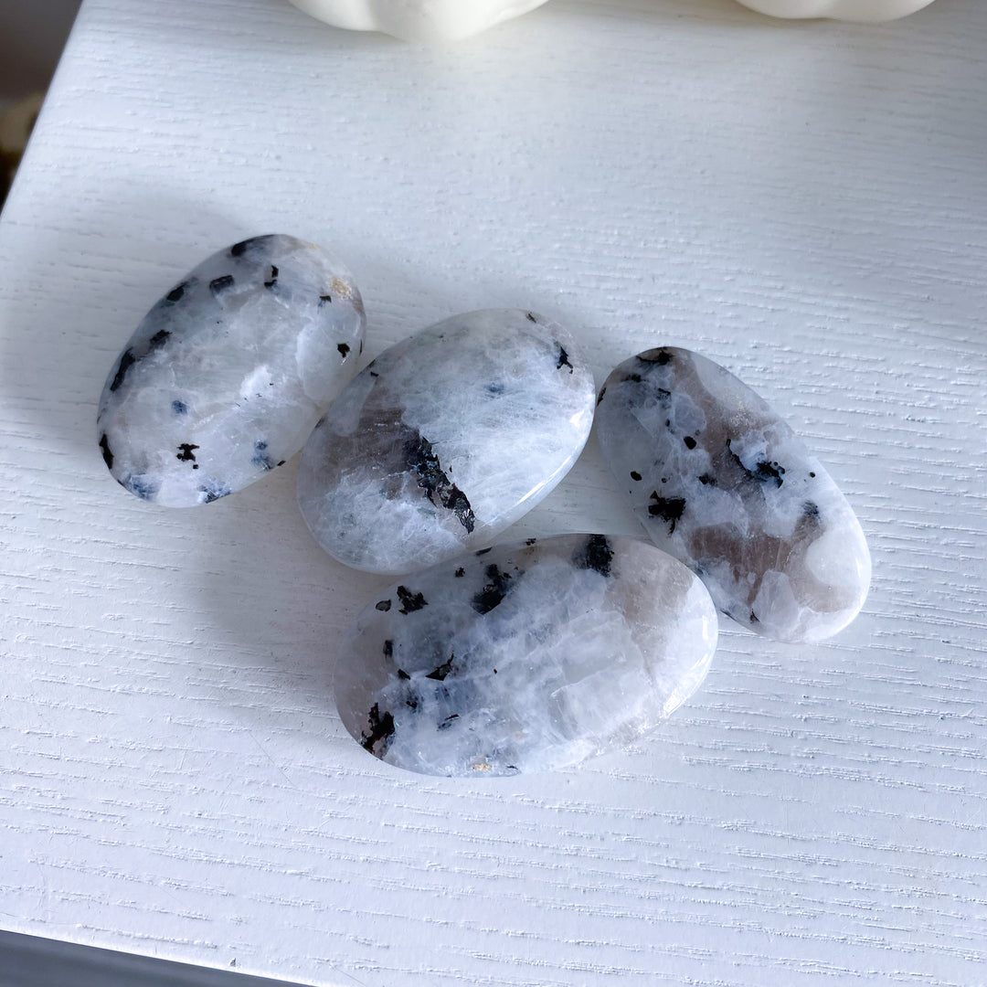 Extra Small Rainbow Moonstone Palm Stone