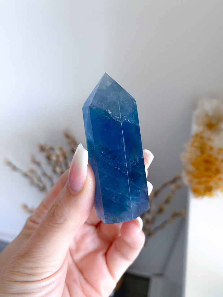 Green-Blue Rainbow Fluorite Tower