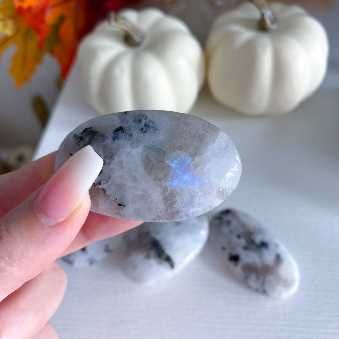 Extra Small Rainbow Moonstone Palm Stone