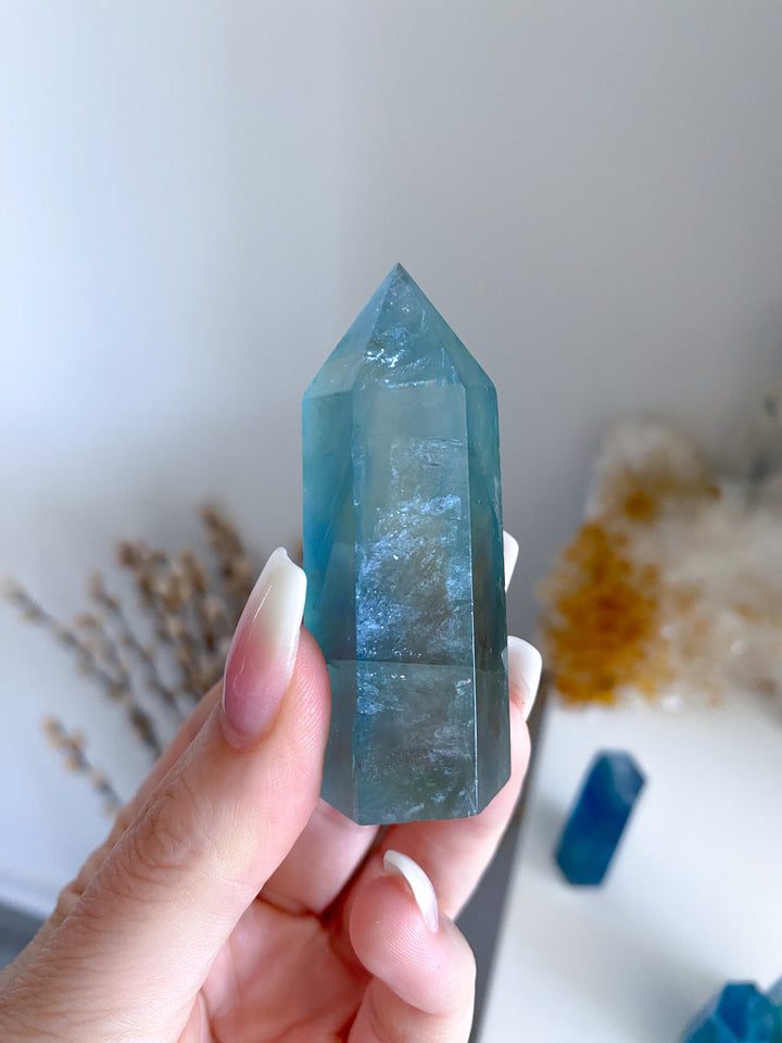 Green-Blue Rainbow Fluorite Tower