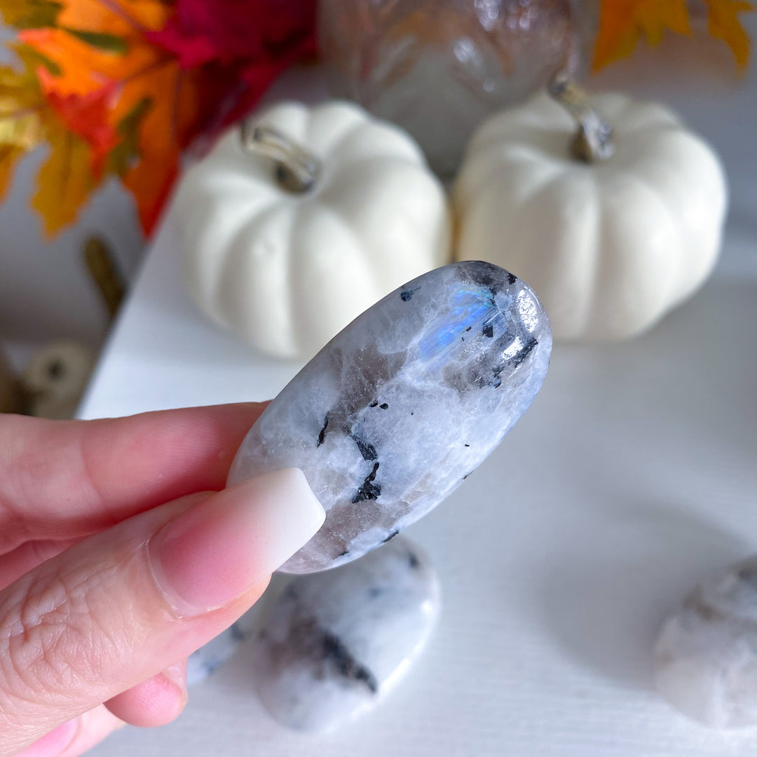 Extra Small Rainbow Moonstone Palm Stone