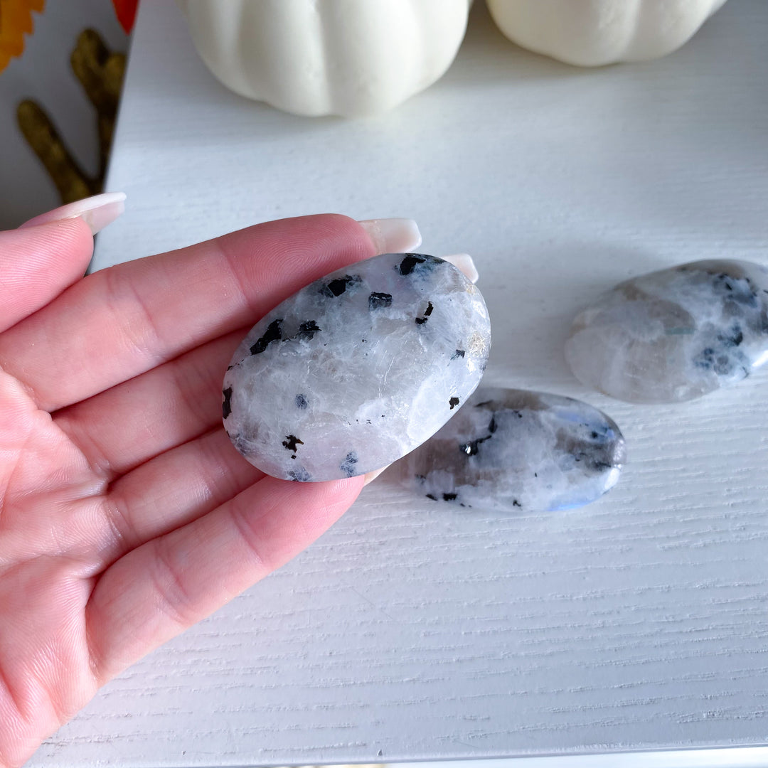 Extra Small Rainbow Moonstone Palm Stone