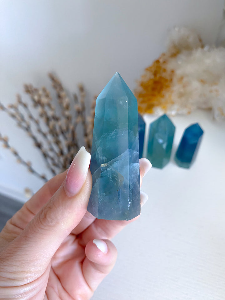 Green-Blue Rainbow Fluorite Tower