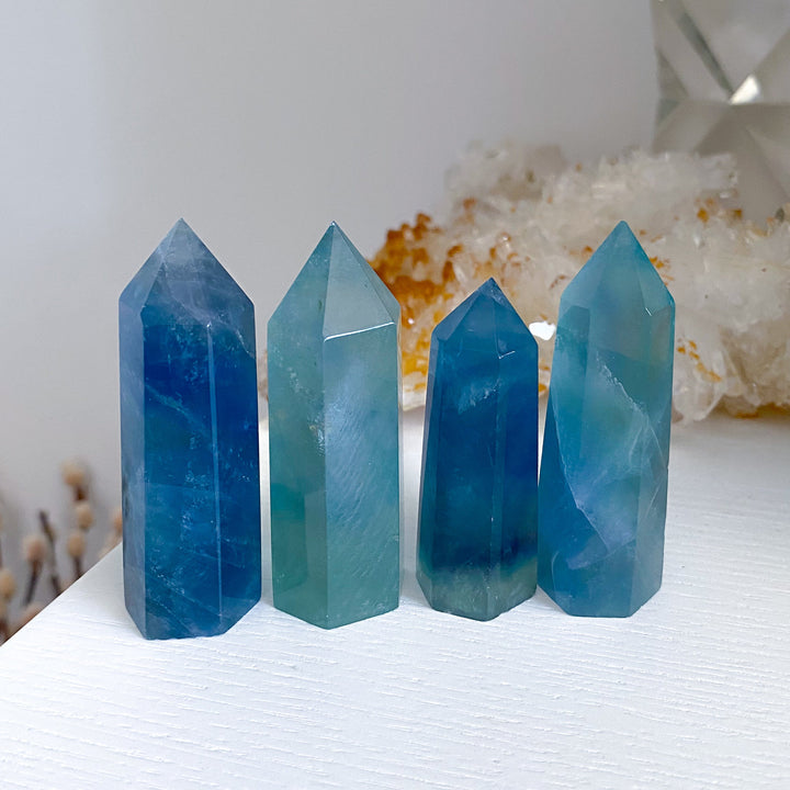 Green-Blue Rainbow Fluorite Tower