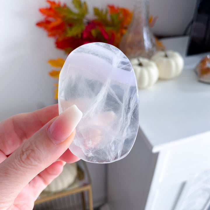 Imperfect Lavender Fluorite Palm Stone 
