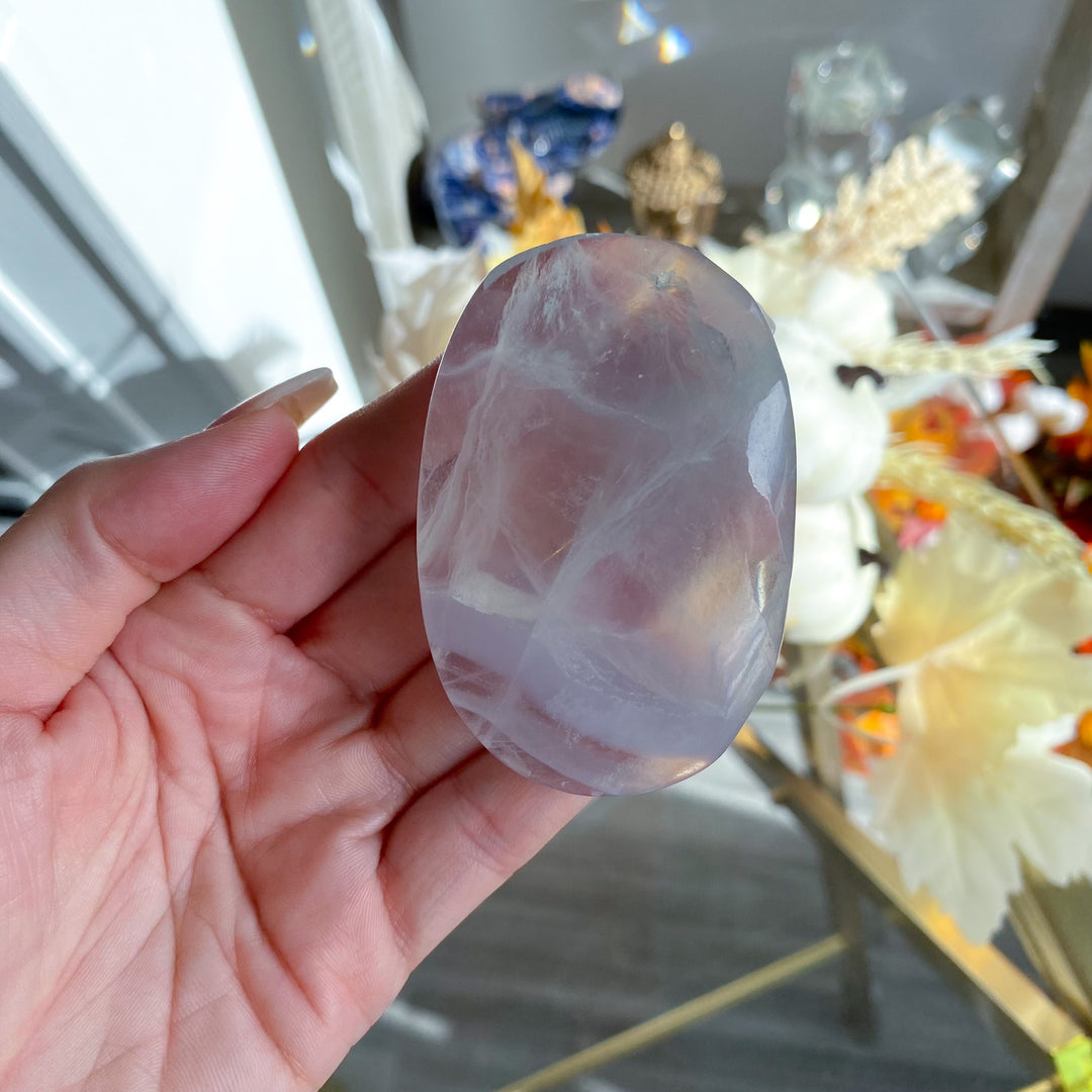 Imperfect Lavender Fluorite Palm Stone 