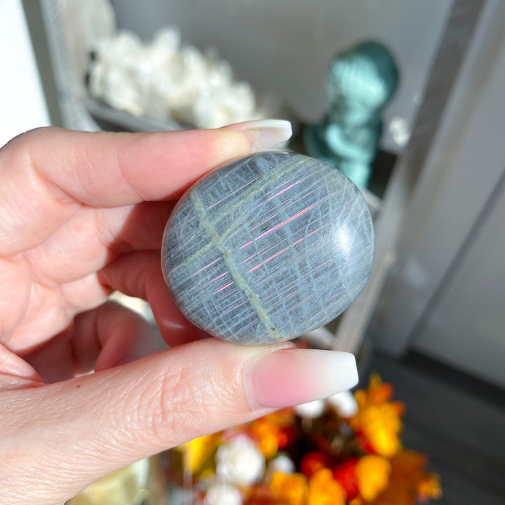 Thick Sunset Labradorite Coin 