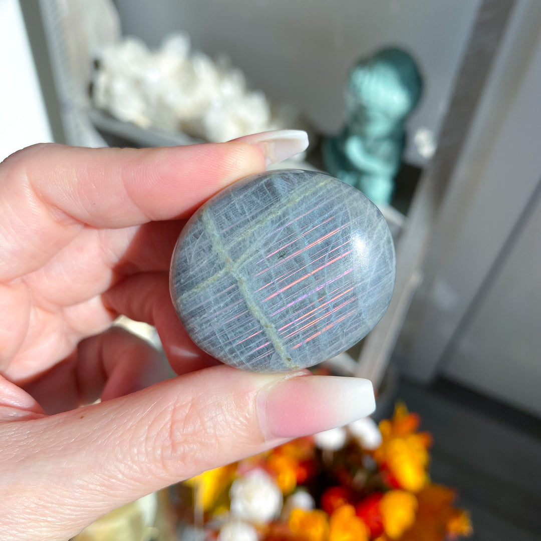 Thick Sunset Labradorite Coin 