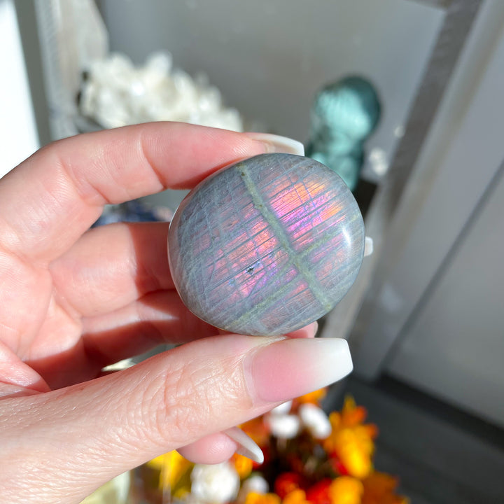 Thick Sunset Labradorite Coin 