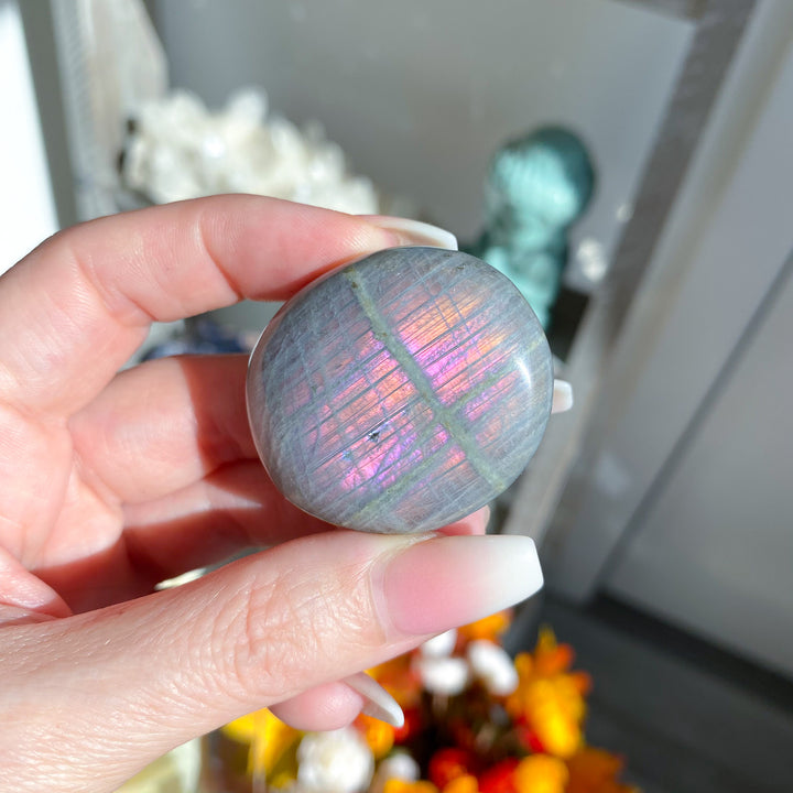 Thick Sunset Labradorite Coin 