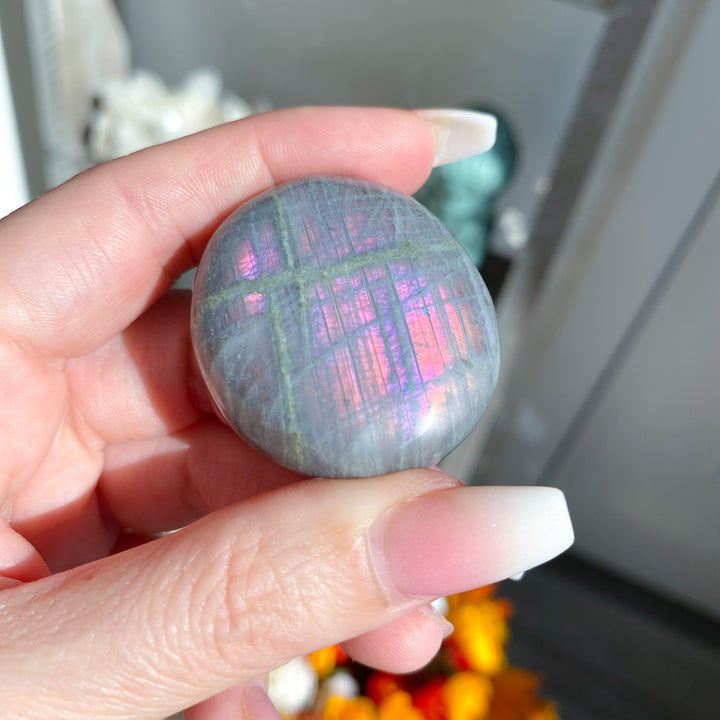 Thick Sunset Labradorite Coin 