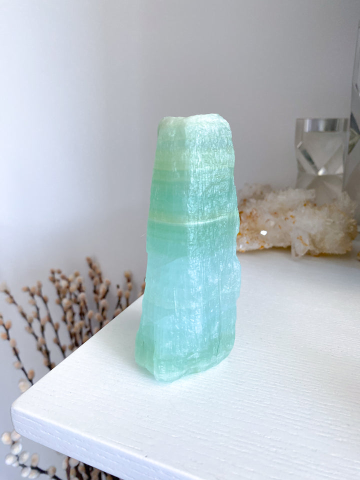 Tall, Large Pistachio Calcite Raw Freeform #1