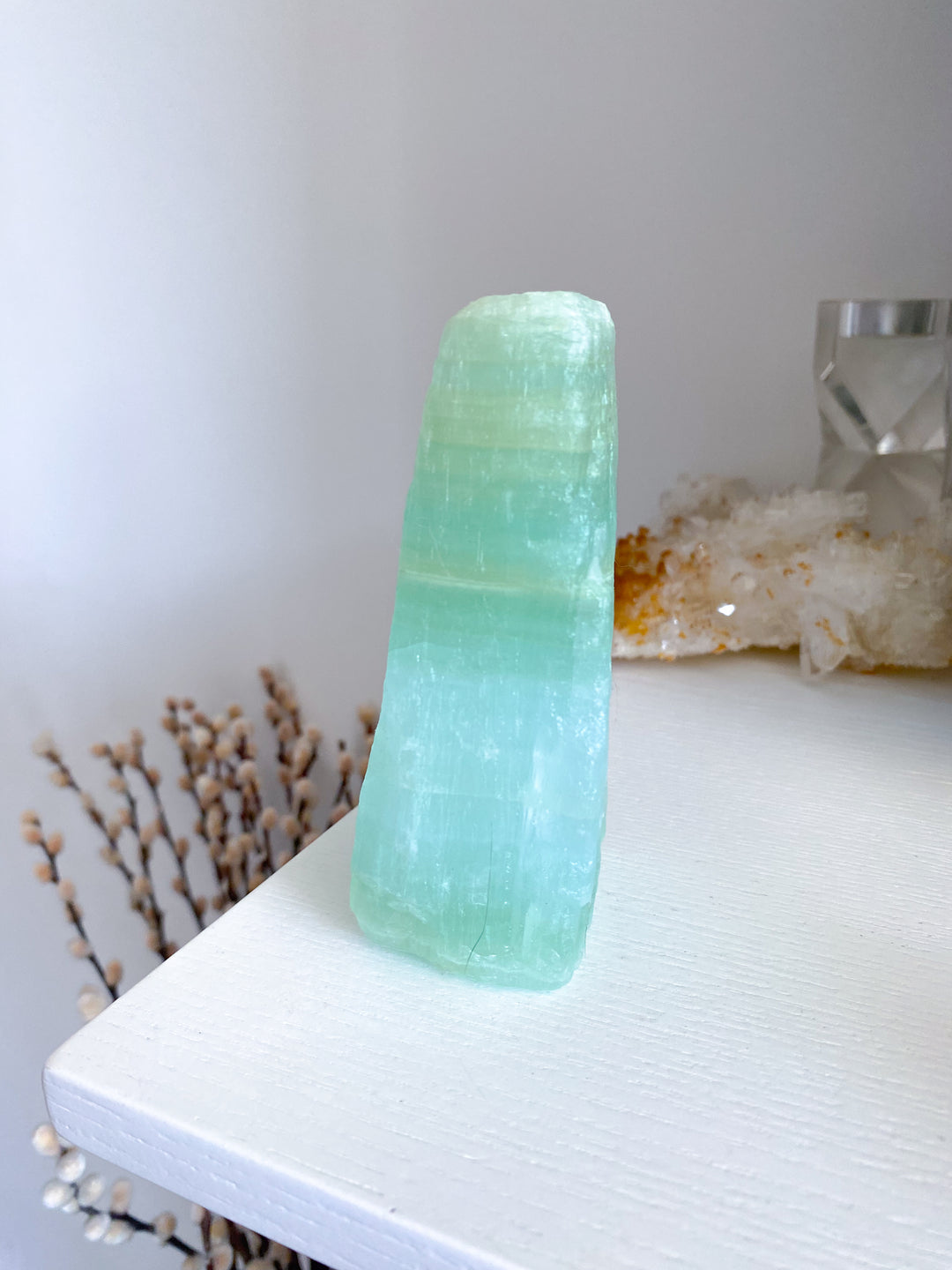 Tall, Large Pistachio Calcite Raw Freeform #1