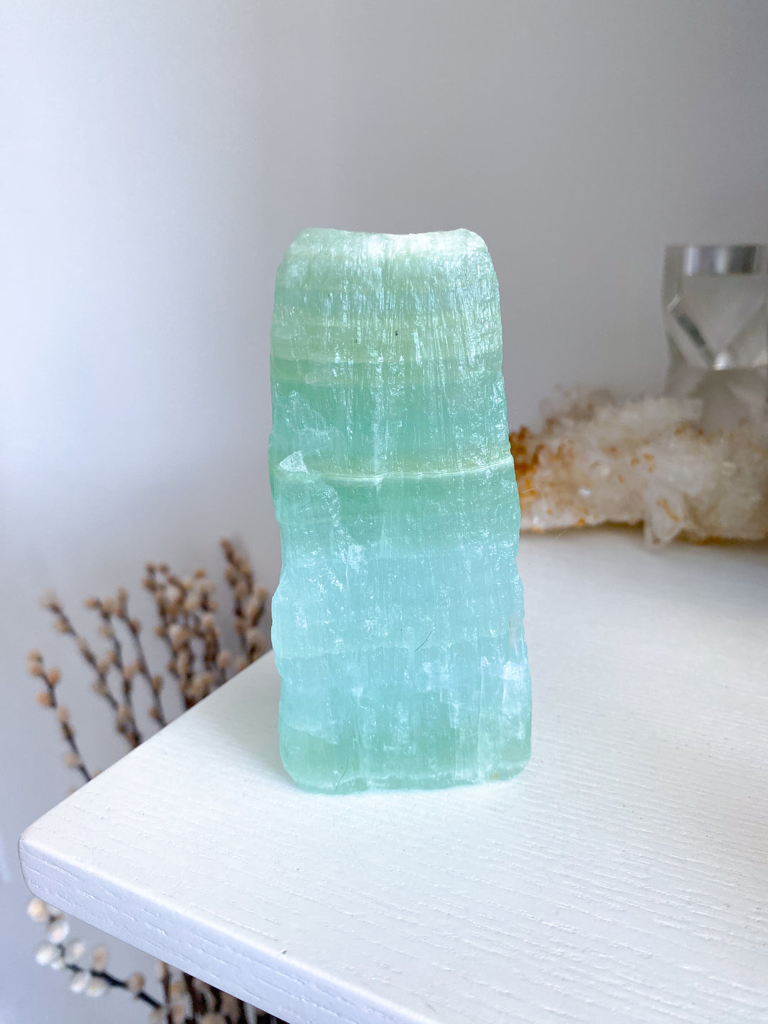Tall, Large Pistachio Calcite Raw Freeform #1