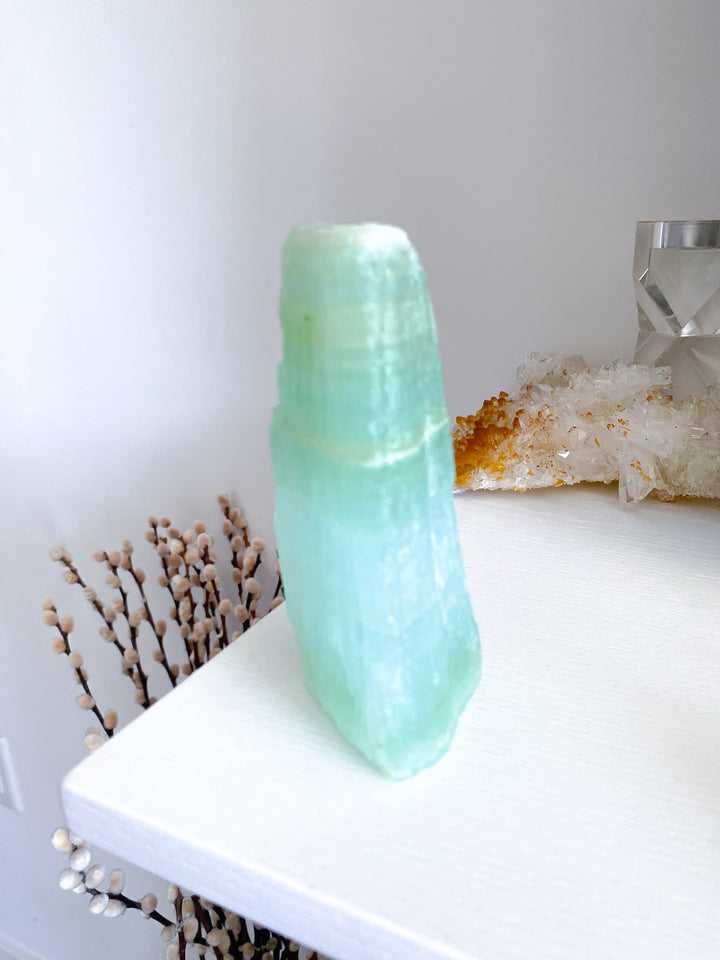 Tall, Large Pistachio Calcite Raw Freeform #1