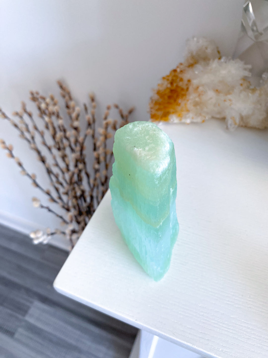 Tall, Large Pistachio Calcite Raw Freeform #1