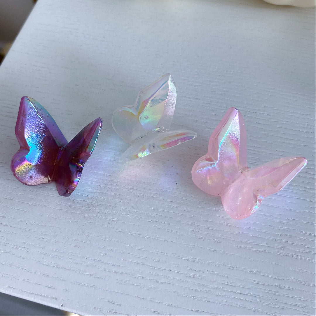 Aura Butterfly Carving: Amethyst, White Quartz or Rose Quartz