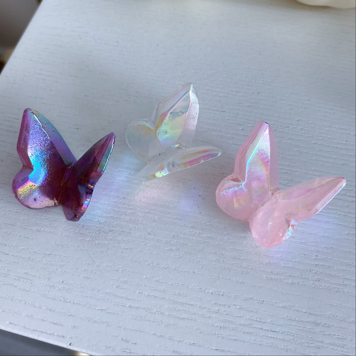 Aura Butterfly Carving: Amethyst, White Quartz or Rose Quartz