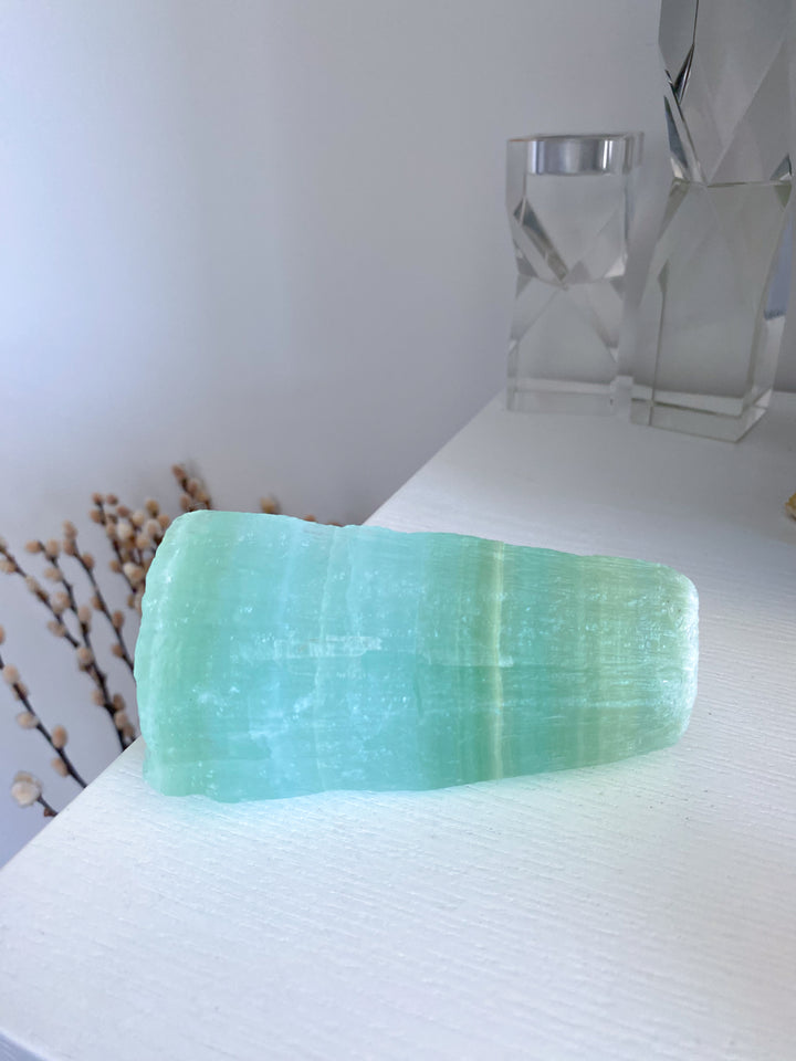 Tall, Large Pistachio Calcite Raw Freeform #1