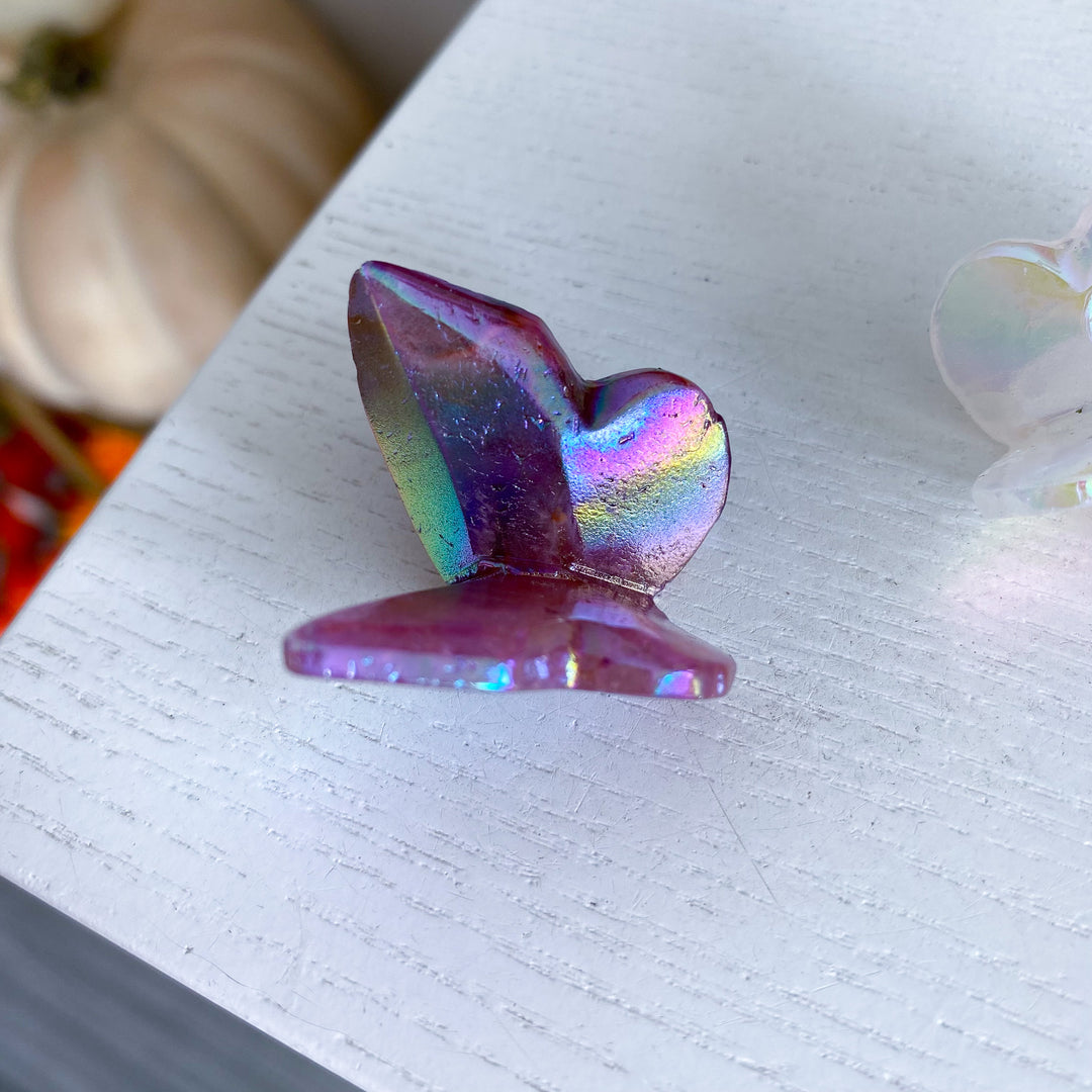 Aura Butterfly Carving: Amethyst, White Quartz or Rose Quartz