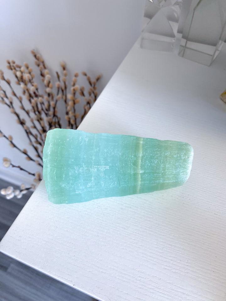 Tall, Large Pistachio Calcite Raw Freeform #1