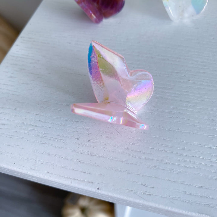 Aura Butterfly Carving: Amethyst, White Quartz or Rose Quartz