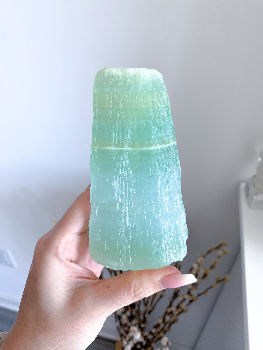 Tall, Large Pistachio Calcite Raw Freeform #1