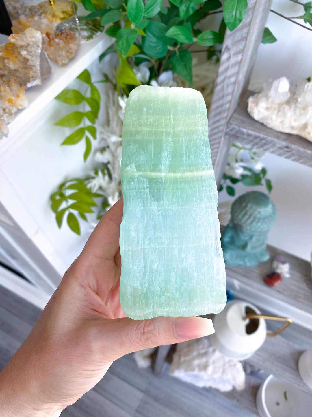 Tall, Large Pistachio Calcite Raw Freeform #1