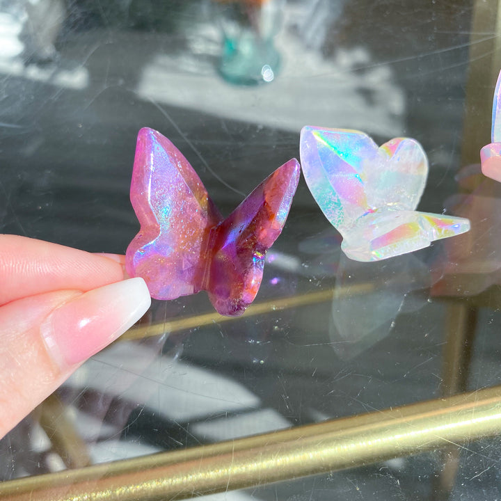 Aura Butterfly Carving: Amethyst, White Quartz or Rose Quartz