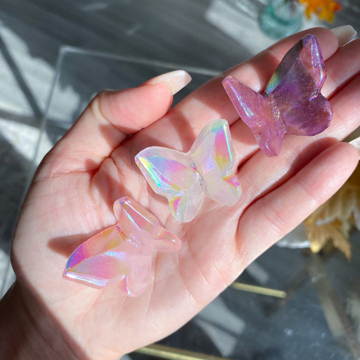 Aura Butterfly Carving: Amethyst, White Quartz or Rose Quartz
