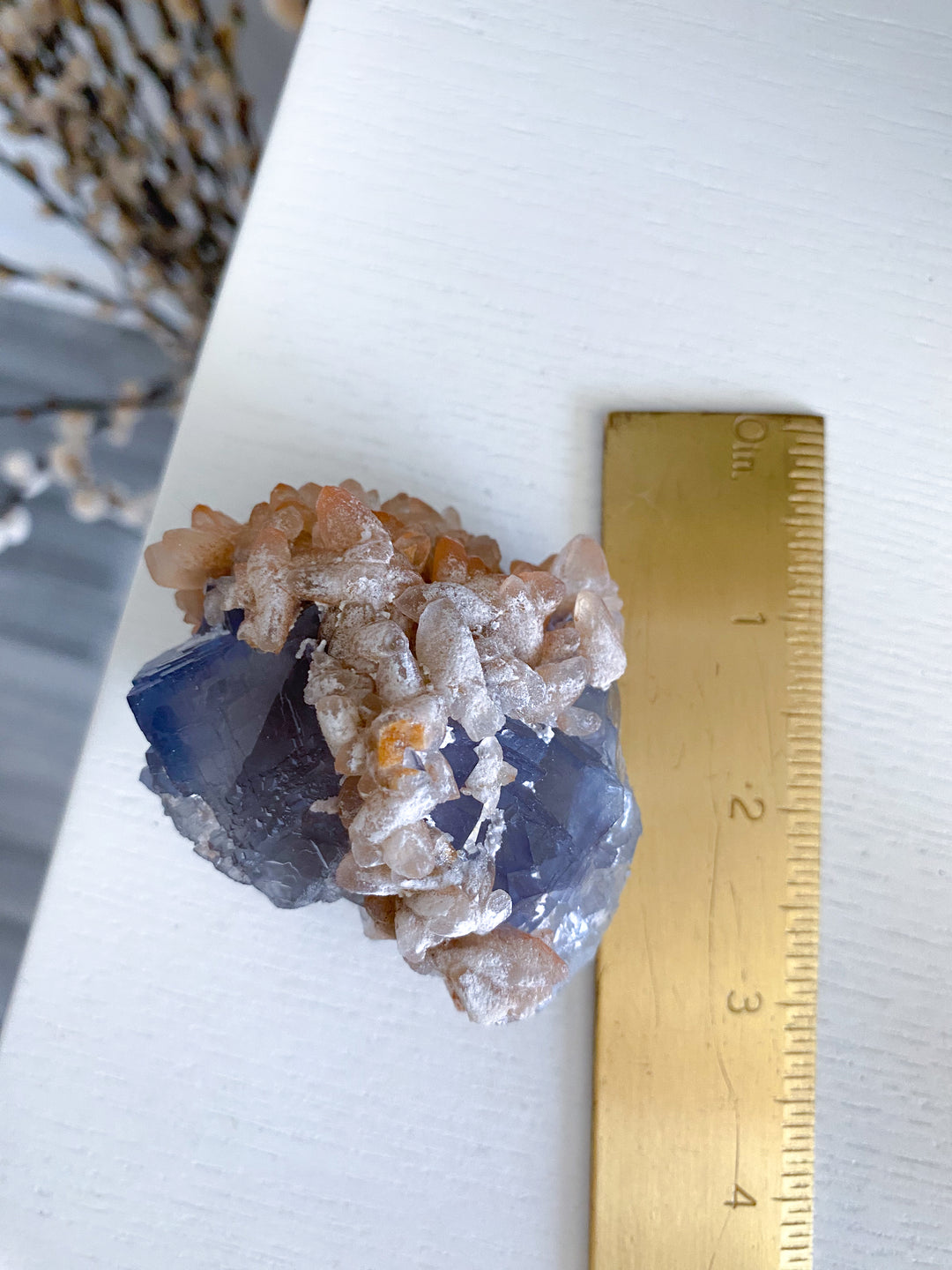 Purple, Blue Cubic Fluorite with Hematite and Calcite - Fluorite Specimen #3