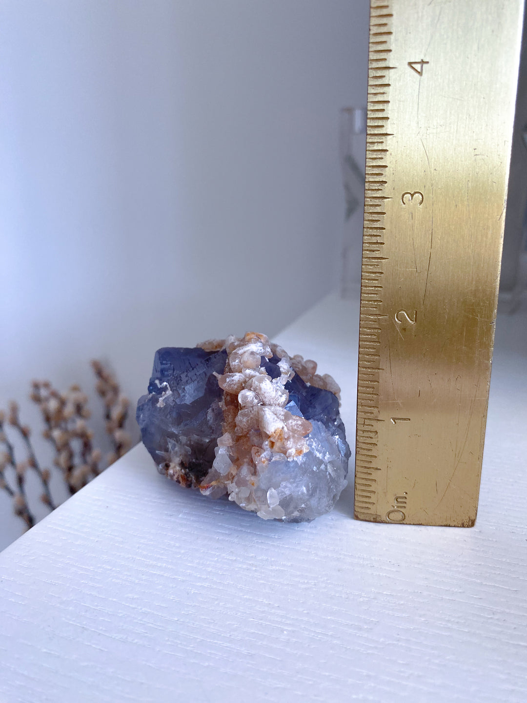 Purple, Blue Cubic Fluorite with Hematite and Calcite - Fluorite Specimen #3