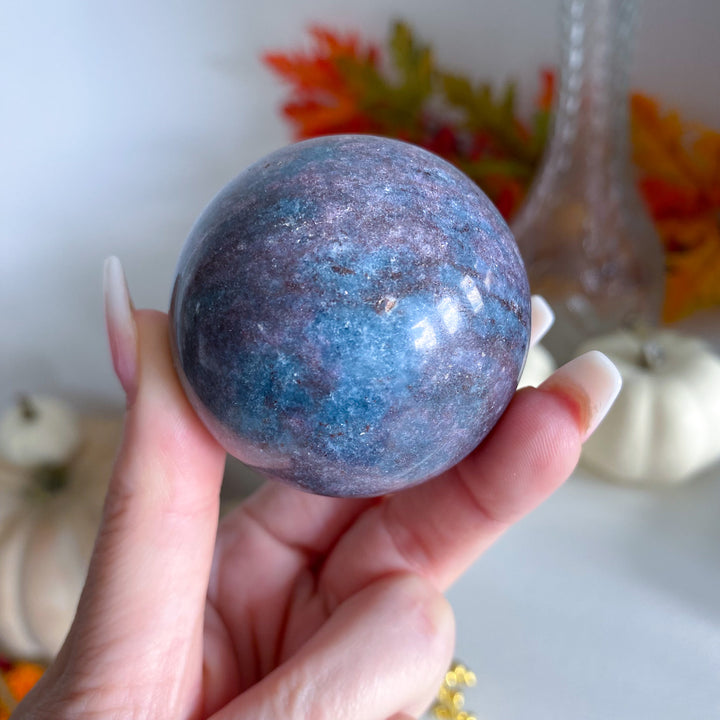 Blue Kyanite with Ruby Sphere on Stand 