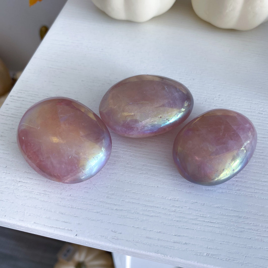 Aura Rose Quartz Palm Stone - C Quality