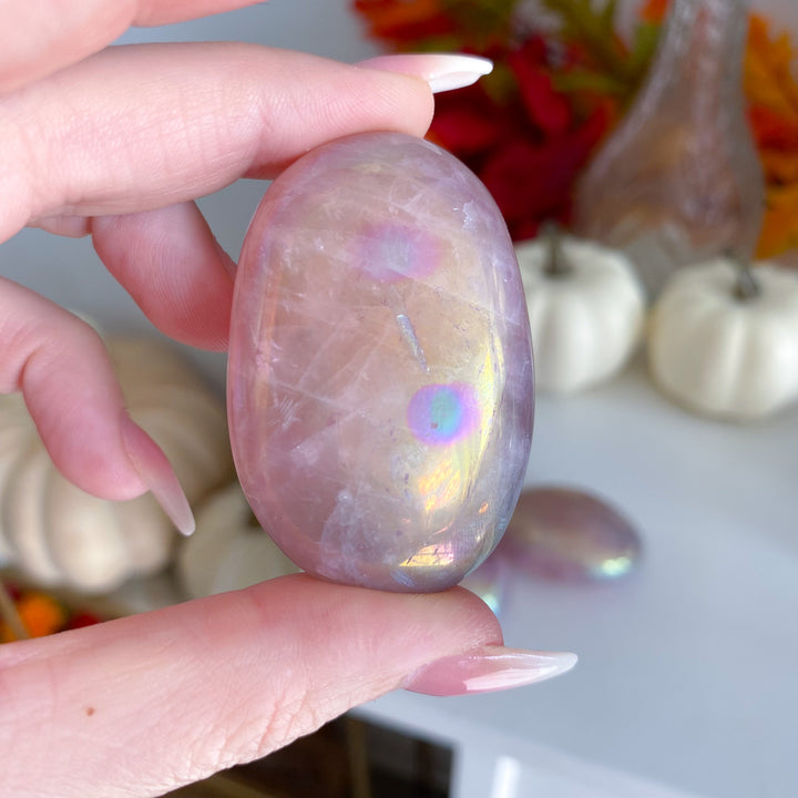 Aura Rose Quartz Palm Stone - C Quality