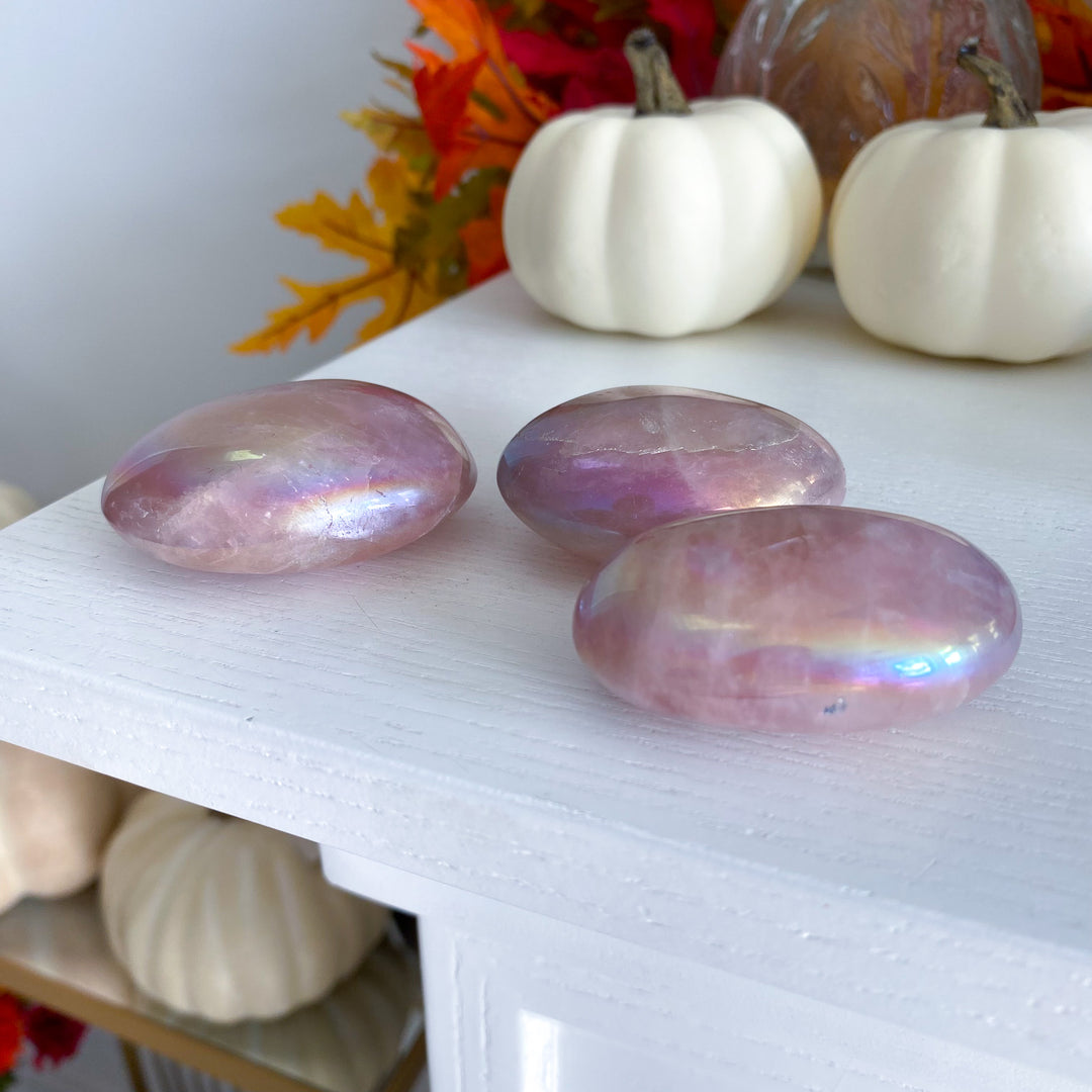 Aura Rose Quartz Palm Stone - C Quality