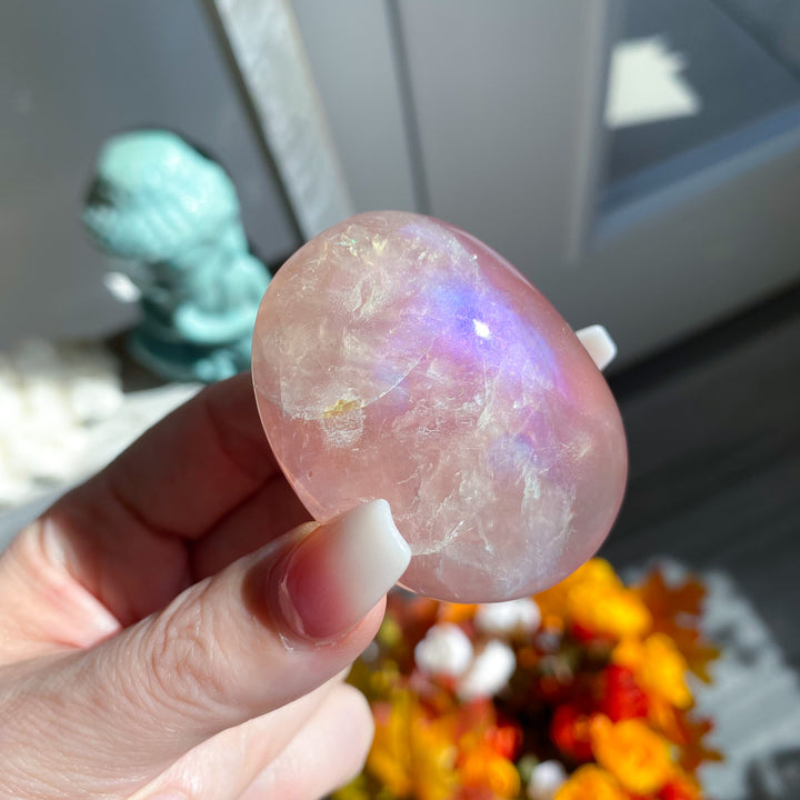 Aura Rose Quartz Palm Stone - C Quality