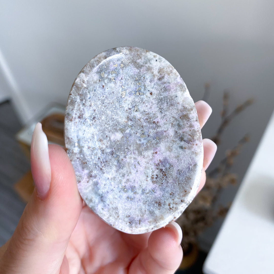 RARE: Large Pyrite in Hackmanite Worry Stone (UV Reactive)