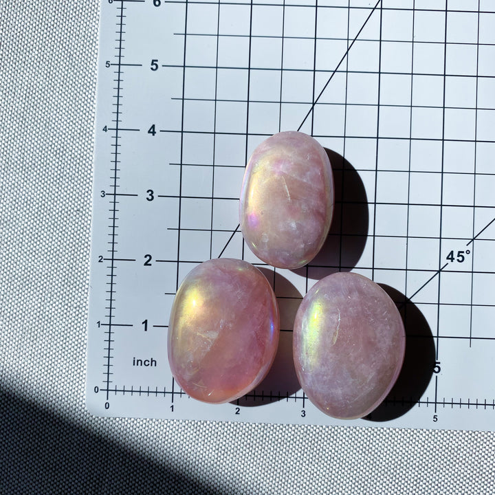 Aura Rose Quartz Palm Stone - C Quality