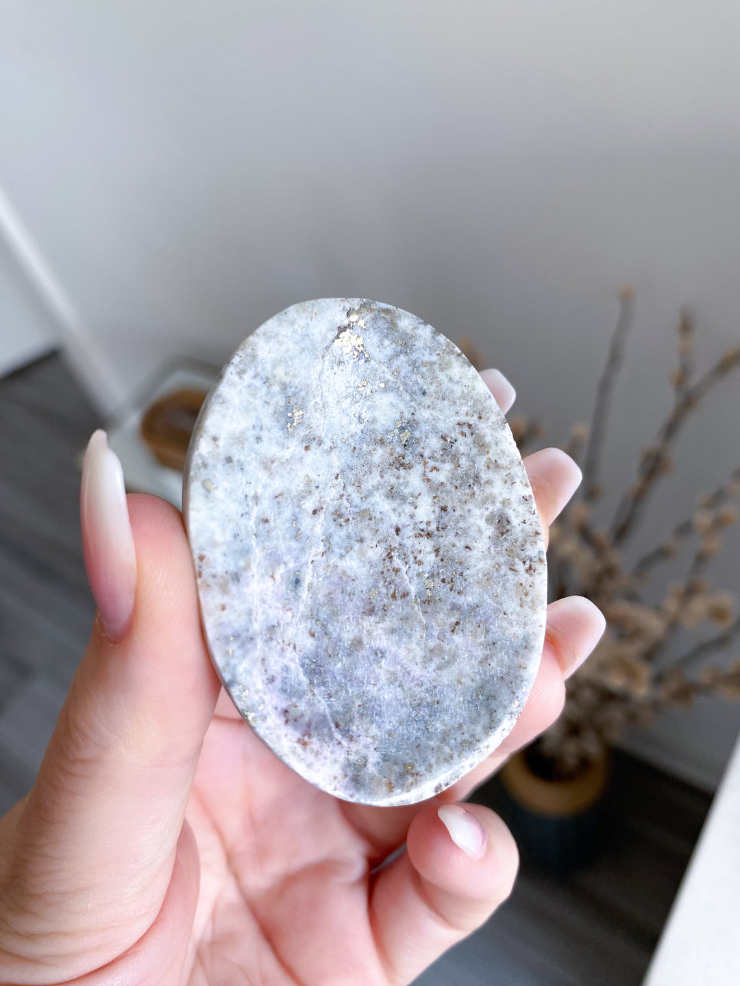 RARE: Large Pyrite in Hackmanite Worry Stone (UV Reactive)