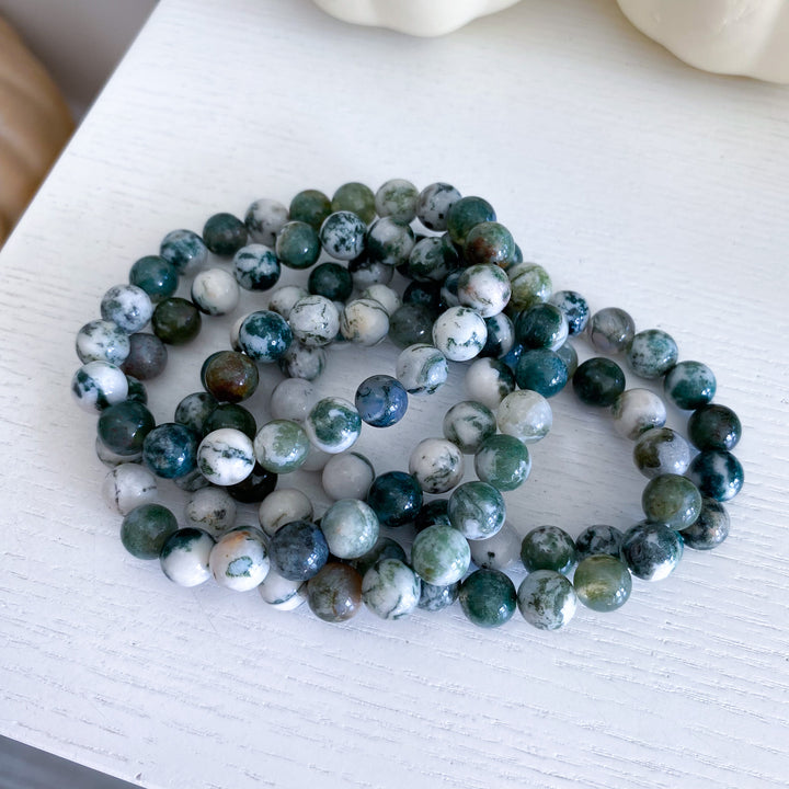 B Quality Moss Agate 8mm Bracelet