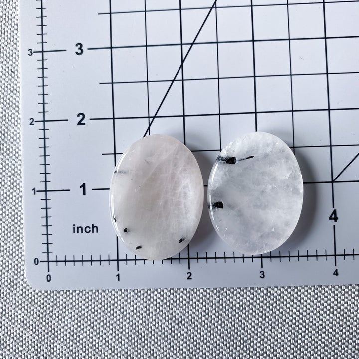 Quartz with Black Tourmaline Worry Stone