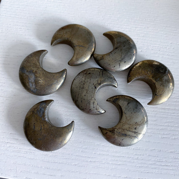Pyrite Mini Moon Carving
