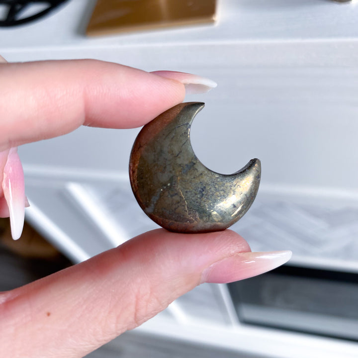 Pyrite Mini Moon Carving