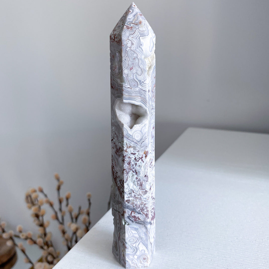 Crazy Lace Agate Tower 6" 