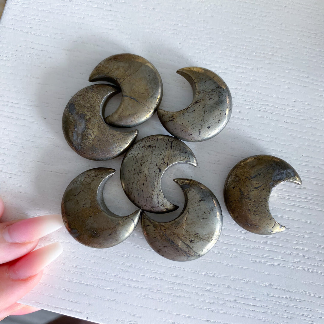 Pyrite Mini Moon Carving