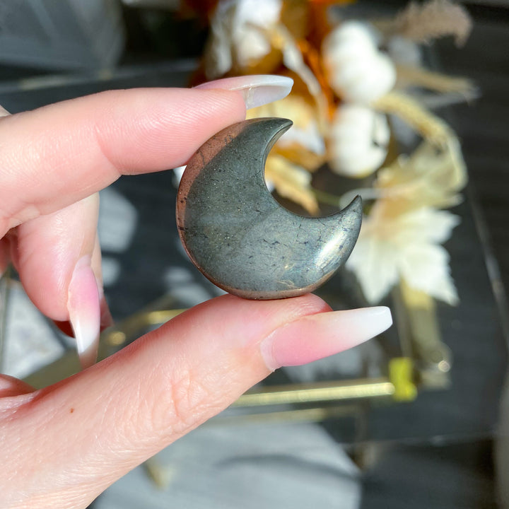Pyrite Mini Moon Carving