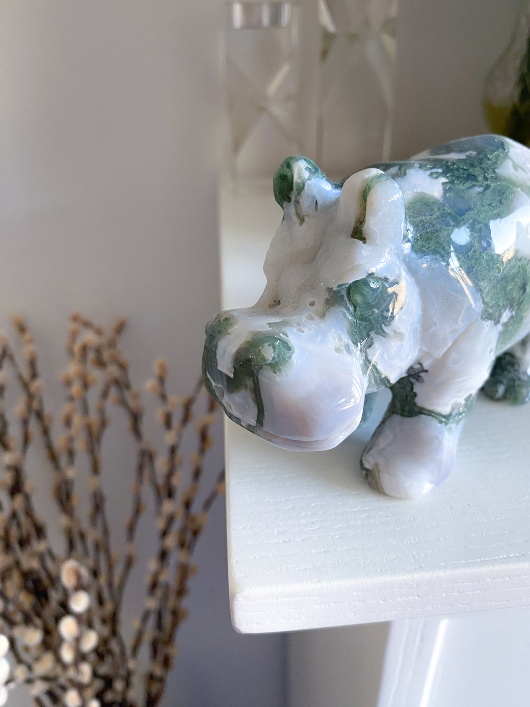 1lb Large Moss Agate Hippo