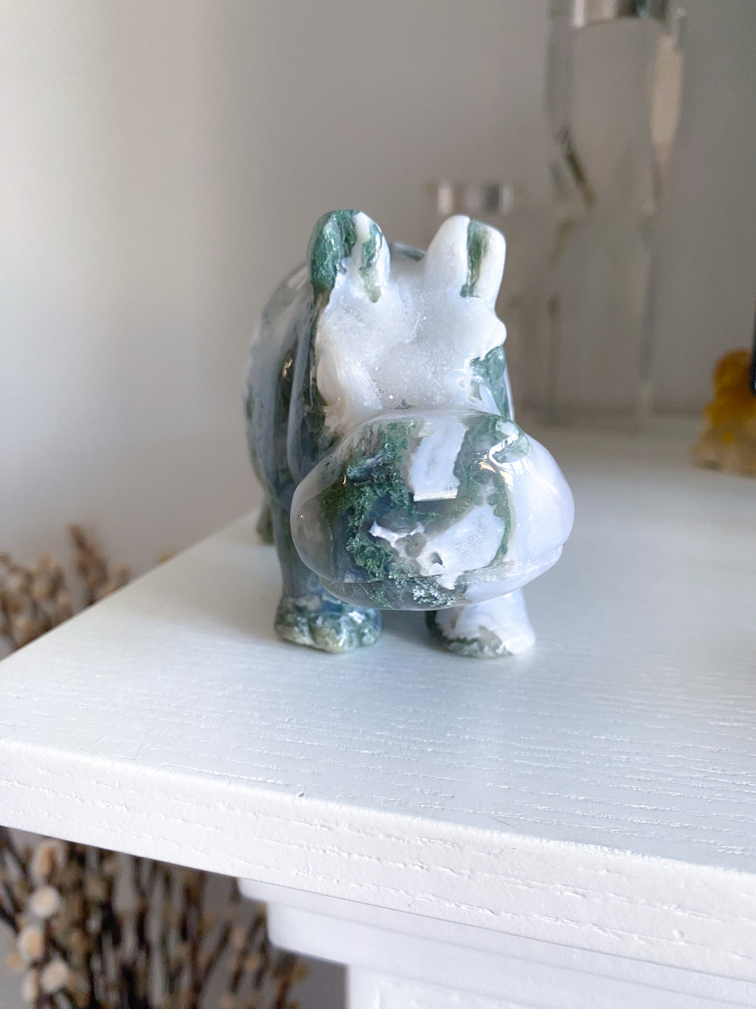 1lb Large Moss Agate Hippo
